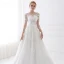 Schöne Weiß Brautkleider 2018 A Linie Schleife Mit Spitze Blumen Rundhalsausschnitt Rückenfreies 3/4 Ärmel Lange Hochzeit
