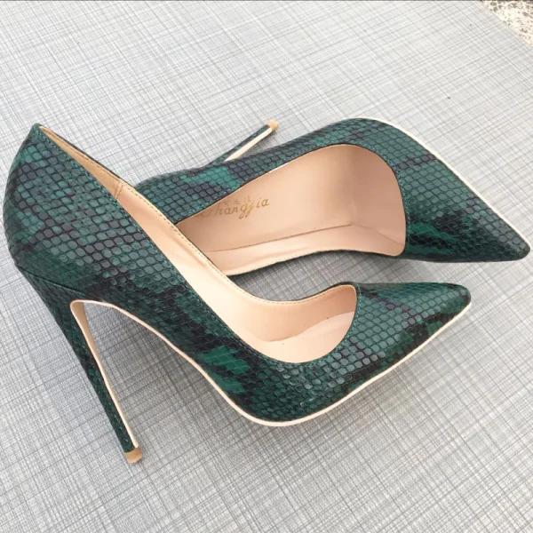 Chic / Beautiful Ink Blue Street Wear Snakeskin Print Pumps 2020 12 cm Stiletto Heels Pointed Toe Pumps