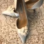 Elegante Ivoor Bloem Bruidsschoenen 2020 Leer Satijn 7 cm Naaldhakken / Stiletto Spitse Neus Huwelijk Hakken