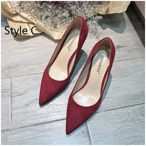 Eenvoudige Mooie / Prachtige Nude Kantoor OL Pumps 2020 Leer 10 cm Naaldhakken / Stiletto Spitse Neus Pumps