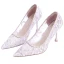 Charming Champagne See-through Flower Lace Wedding Shoes 2020 8 cm Stiletto Heels Pointed Toe Wedding Pumps