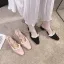 Elegante Schwarz Datierung Perle Slingpumps Sandalen Damen 2020 Wildleder 6 cm Thick Heels Quadratische Zehe Sandaletten