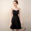 Chic / Beautiful Black Homecoming Short Graduation Dresses 2020 A-Line / Princess Square Neckline Pearl Short Sleeve Backless Formal Dresses