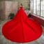 Luxury / Gorgeous Red Wedding Dresses 2020 Ball Gown Satin Off-The-Shoulder Sleeveless Backless Royal Train Wedding