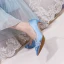Elegant Pool Blue Bridesmaid Pumps 2020 Satin Lace Flower Rhinestone 8 cm Stiletto Heels Pointed Toe Pumps