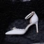Chic / Beautiful White Bridesmaid Womens Sandals 2020 Ankle Strap Lace Flower 9 cm Stiletto Heels Pointed Toe Sandals