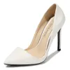 Chic / Beautiful Silver Office OL Pumps 2020 Patent Leather 11 cm Stiletto Heels Pointed Toe Pumps