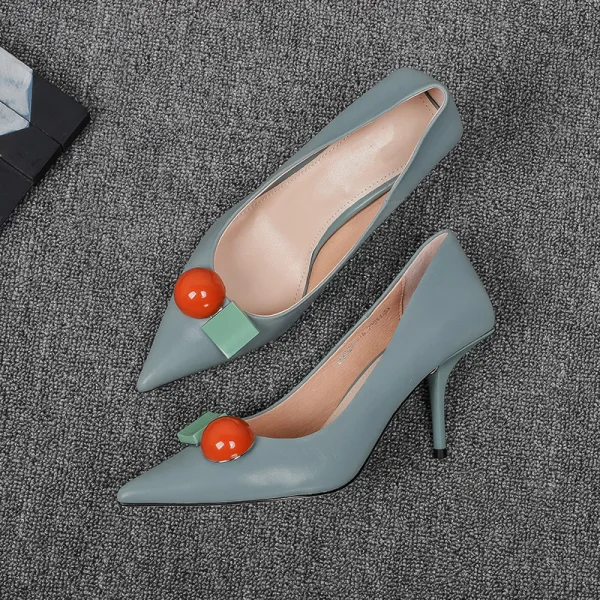 Härlig Himmelsblå Tidsbeställning Pumps 2020 7 cm Stilettklackar Spetsiga Pumps