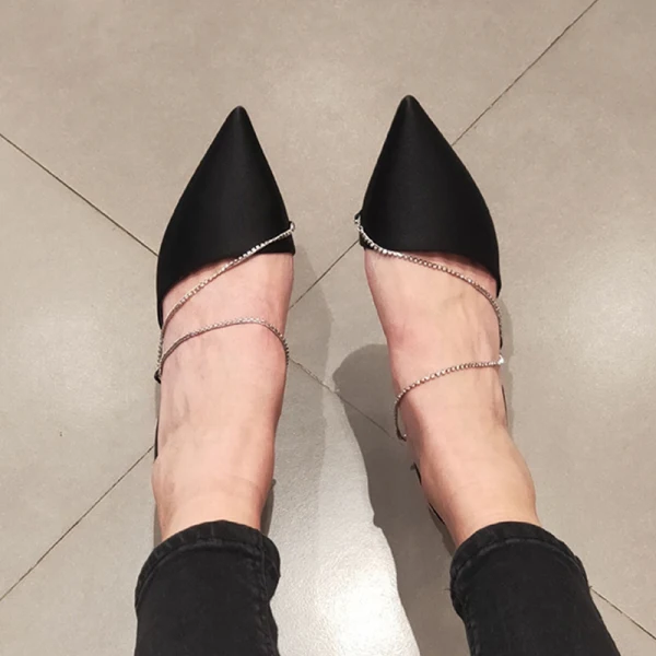 Chic / Beautiful Black Cocktail Party Slingbacks Womens Sandals 2020 Rhinestone 8 cm Stiletto Heels Pointed Toe Sandals