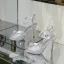 Sparkly Silver Rhinestone Wedding Shoes 2020 Leather Ankle Strap 10 cm Stiletto Heels Open / Peep Toe Wedding Sandals