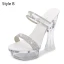 Transparent Sexy Weiß Karneval Club Strass Sandalen Damen 2020 14 cm Thick Heels Spitzschuh Sandaletten