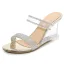 Snygga / Fina Silver Gatukläder Kristall Sandaler Dam 2020 Rhinestone 8 cm Kilklackar Peep Toe Sandaler