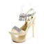 Charmant Sexy Été Beige Club de carnaval Sandales Femme 2020 Faux Diamant Bride Cheville 15 cm Talons Aiguilles Peep Toes / Bout Ouvert Sandales