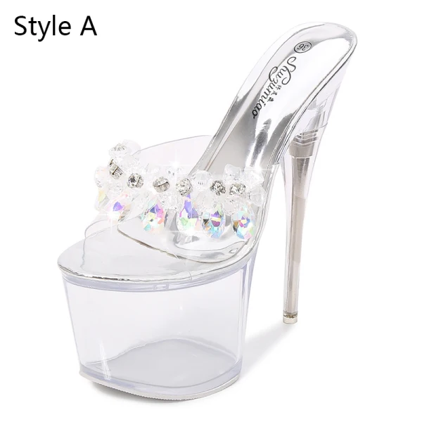 Charming Silver Rave Club Crystal Womens Sandals 2020 Rhinestone 17 cm Stiletto Heels Open / Peep Toe Sandals