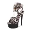 Fashion White Rave Club Leopard Print Womens Sandals 2020 Ankle Strap 15 cm Stiletto Heels Open / Peep Toe Sandals