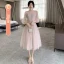 Chic / Beautiful Blushing Pink Bridesmaid Dresses 2021 A-Line / Princess Square Neckline Pearl Sequins Short Sleeve Backless Tea-length Bridesmaid Wedding Party Dresses