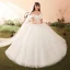 Elegant Ivory Wedding Dresses 2018 Ball Gown Bow Off-The-Shoulder Backless Short Sleeve Floor-Length / Long Wedding