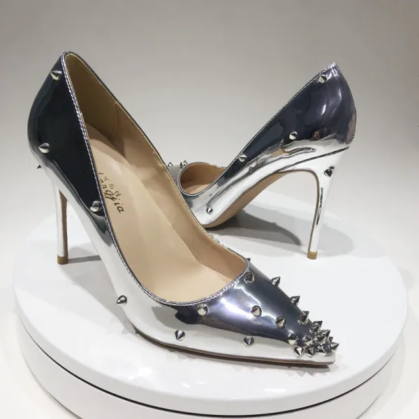 Chic / Belle Argenté Soirée Rivet Escarpins 2020 12 cm Talons Aiguilles À Bout Pointu Escarpins