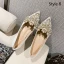 Elegant Ivory Lace Wedding Shoes 2020 Rhinestone Pearl 7 cm Thick Heels Pointed Toe Wedding Pumps