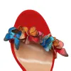 Chic / Belle Rouge Promo Cuir Sandales Femme 2020 Noeud Bride Cheville Papillon 9 cm Talons Aiguilles Peep Toes / Bout Ouvert Sandales