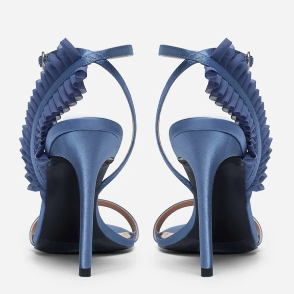 Chic / Beautiful Ocean Blue Cocktail Party Womens Sandals 2020 Leather Ankle Strap 9 cm Stiletto Heels Open / Peep Toe Sandals