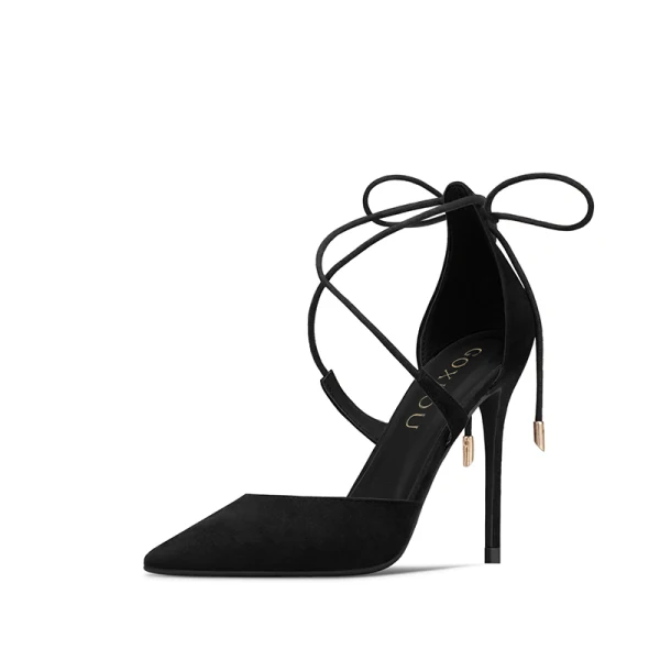 Chic / Beautiful Black Street Wear Womens Sandals 2020 X-Strap 10 cm Stiletto Heels Pointed Toe Sandals