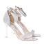 Sexy Sparkly Silver Evening Party Womens Sandals 2020 Ankle Strap 10 cm Stiletto Heels Open / Peep Toe Sandals