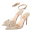 Sexy Transparent Gold Evening Party Rhinestone Womens Sandals 2020 Ankle Strap 10 cm Stiletto Heels Pointed Toe Sandals