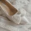 Elegant Ivory Wedding Shoes 2020 Pearl Bow 10 cm Stiletto Heels Pointed Toe Wedding Pumps