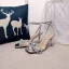 Sexy Silber Cocktail Sandalen Damen 2020 Knöchelriemen Strass Schleife 8 cm Stilettos Peeptoes Sandaletten