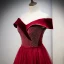Élégant Glitter Daim Bordeaux Robe De Bal 2021 Princesse De l'épaule Faux Diamant Manches Courtes Dos Nu Longue Promo Robe De Ceremonie