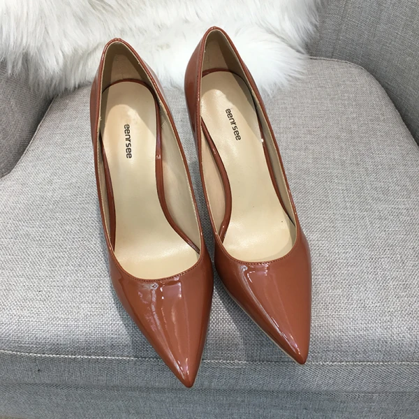 Schöne Burgunderrot Büro OL Leder Pumps 2020 10 cm Stilettos Spitzschuh Pumps