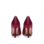 Chic / Beautiful Burgundy Satin Wedding Shoes 2021 Leather Pearl Rhinestone 9 cm Stiletto Heels Pointed Toe Wedding Pumps High Heels