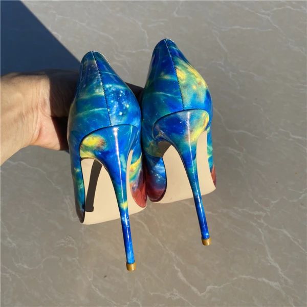 Unique Dégradé De Couleur Ciel étoilé Promo Escarpins 2020 10 cm Talons Aiguilles À Bout Pointu Escarpins