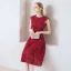 Chic / Beautiful Burgundy Homecoming Graduation Dresses 2018 A-Line / Princess Lace Scoop Neck Sleeveless Knee-Length Formal Dresses