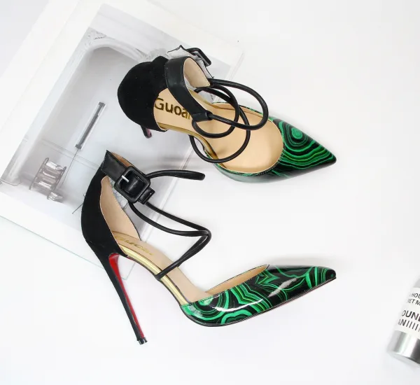Chic / Belle Vert Vêtement de rue Sandales Femme 2020 Bride Cheville 12 cm Talons Aiguilles À Bout Pointu Sandales