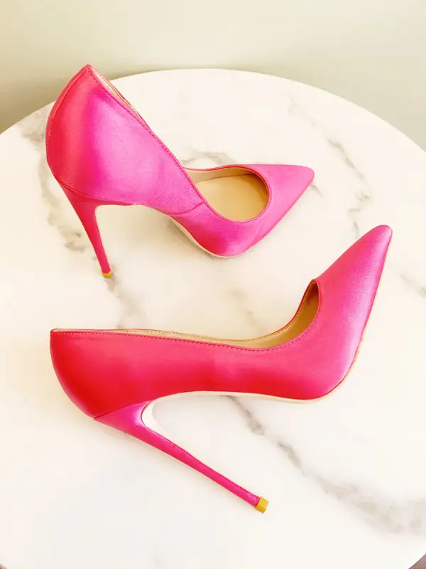 Chic / Beautiful Fuchsia Street Wear Pumps 2020 Leather 10 cm Stiletto Heels Pointed Toe Pumps