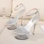 Sexy Argenté Cocktail Sandales Femme 2020 Bride Cheville 14 cm Talons Aiguilles À Bout Pointu Sandales