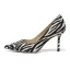 Chic / Belle Noire Vêtement de rue Motif De Zebra Escarpins 2020 Cuir 8 cm Talons Aiguilles À Bout Pointu Escarpins