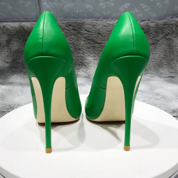 Schöne Grün Strassenmode Pumps 2020 12 cm Stilettos Spitzschuh Pumps