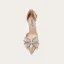 Mode Champagne Soirée Sandales Femme 2021 Cuir Faux Diamant Noeud Bride Cheville 10 cm Talons Aiguilles À Bout Pointu Sandales Talons Hauts