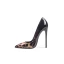 Chic / Beautiful Black Office Patent Leather Pumps 2020 Leopard Print 10 cm Stiletto Heels Pointed Toe Pumps
