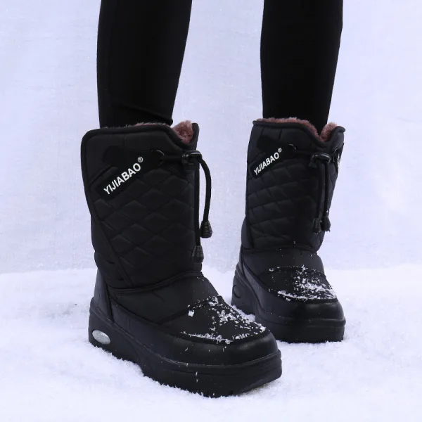 Hålla Varm Enkla Vinter Svarta Gatukläder Pande Zote Toe Snow Boots 2020 Stövlar Dam