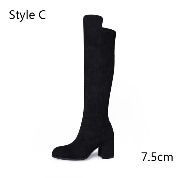 Chic / Beautiful Winter Black Street Wear Suede Womens Boots 2020 7 cm Thick Heels Round Toe Boots