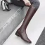 Chic / Belle Marron Vêtement de rue Cuir Talon Bas Bottes Femme 2020 4 cm Talons Épais Pied Carré Bottes