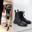 Fashion Winter Black Casual Leather Flat Round Toe Womens Boots 2020