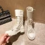 Fashion White Street Wear Pierced Ankle Womens Boots 2020 Leather 3 cm Low Heel Thick Heels Round Toe Boots