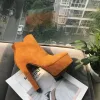 Chic / Belle Marron Vêtement de rue Bottines Daim Bottes Femme 2020 Cuir 14 cm Talons Épais À Bout Rond Bottes