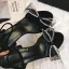 Charmant Noire Cocktail Sandales Femme 2020 Faux Diamant Noeud Cuir 12 cm Talons Aiguilles Peep Toes / Bout Ouvert Sandales