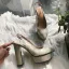 Piękne Białe Przypadkowy Slingback Sandały Damskie 2020 Skórzany 12 cm Grubym Obcasie Szpiczaste Sandały